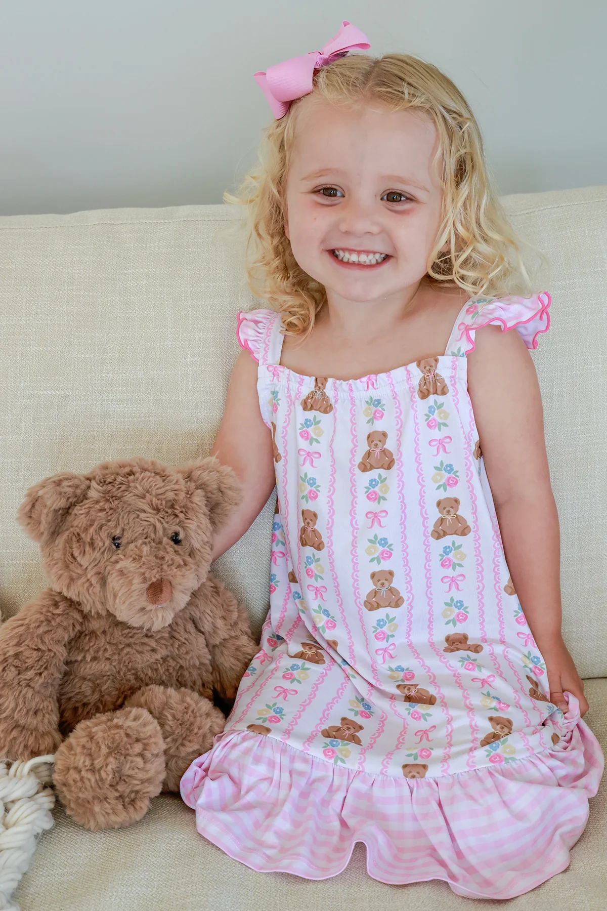 Girls' Full Length Ruffle Nightgown | Beary Lovely - Image 3