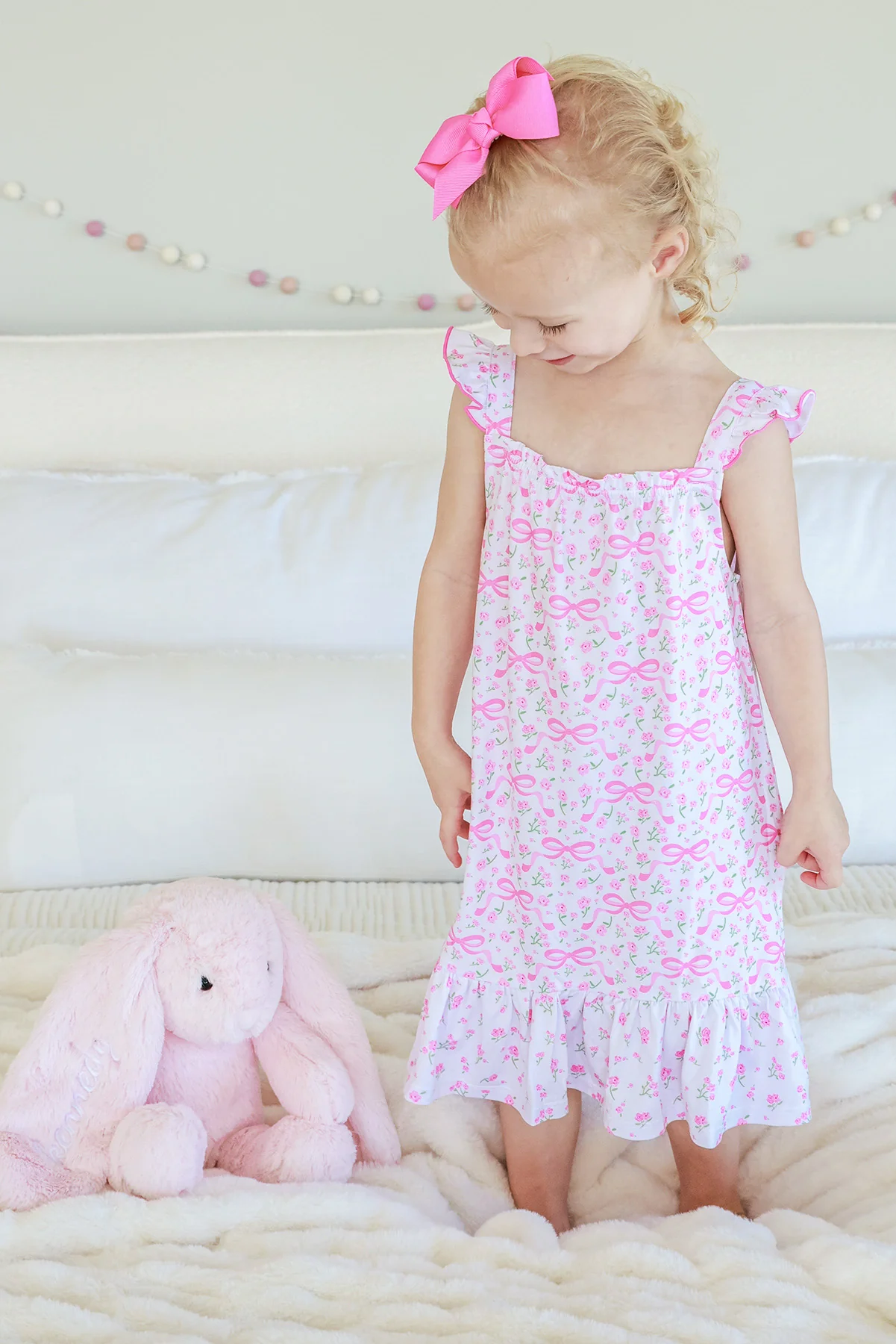 Girls' Full Length Ruffle Nightgown | Dreamy Bows - Image 6