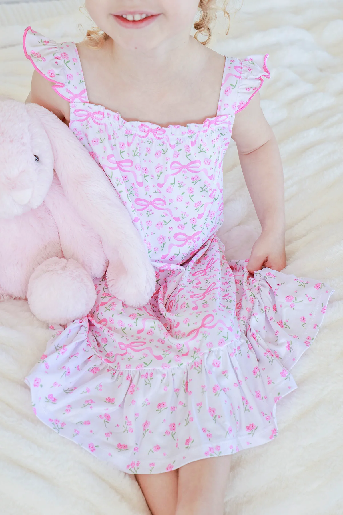Girls' Full Length Ruffle Nightgown | Dreamy Bows - Image 9