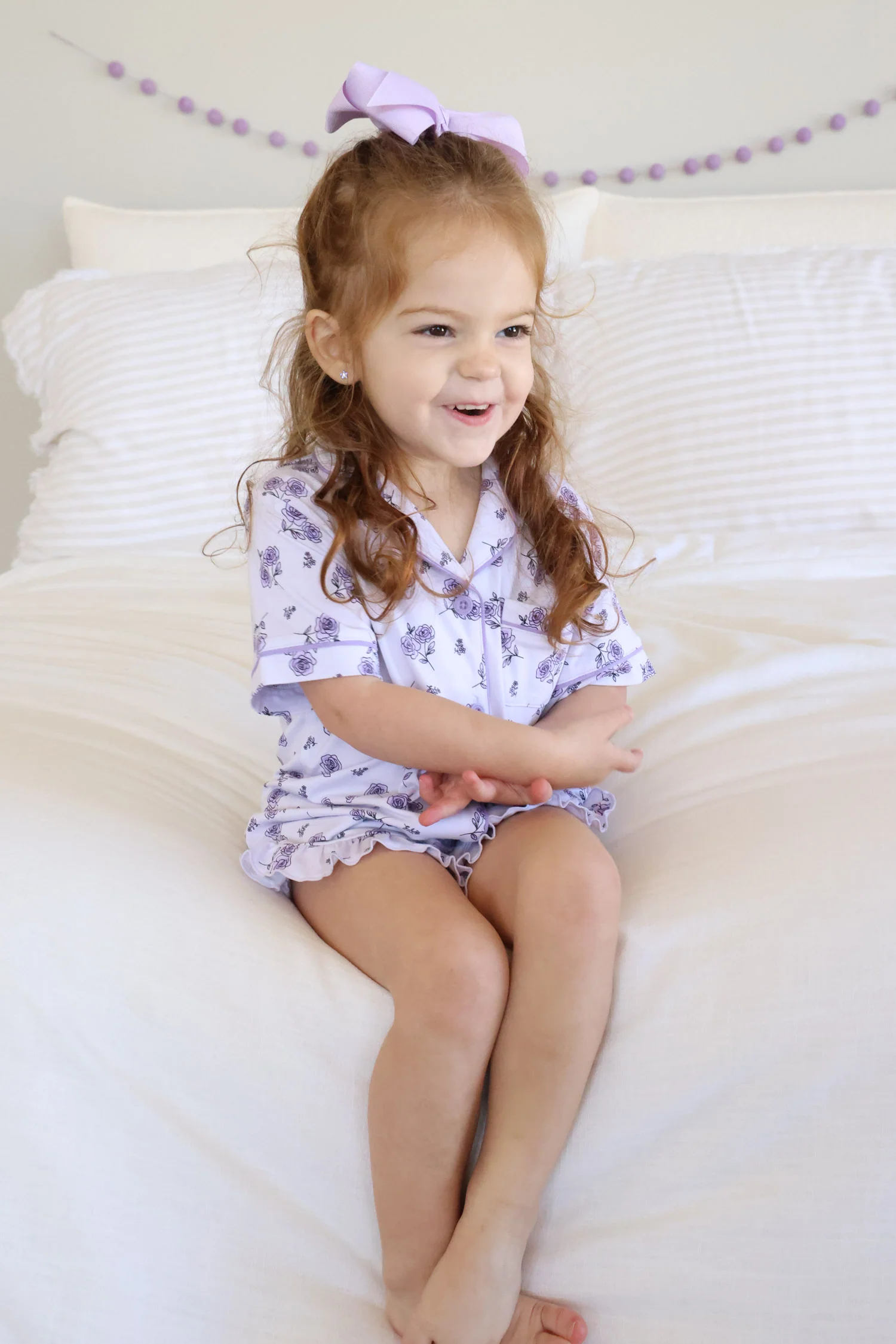 Girl's Two Piece Short Lounge Set | Amethyst Garden - Image 5