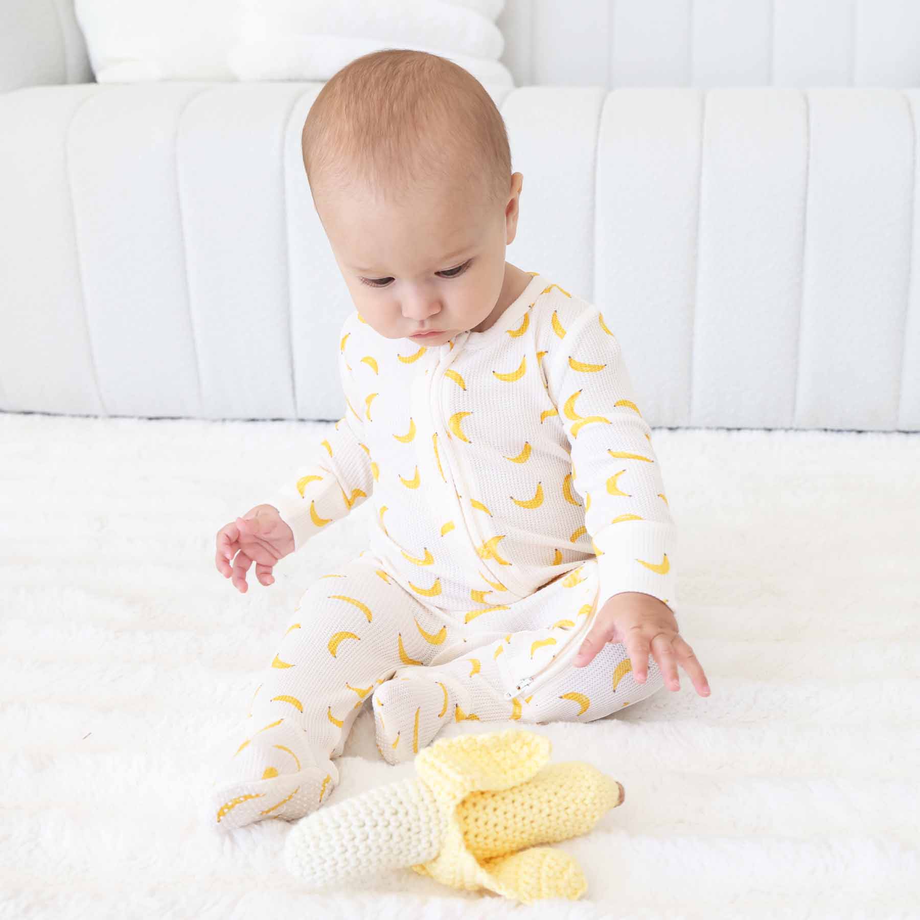 Go Bananas Bamboo Waffle Zipper Footie - Image 11