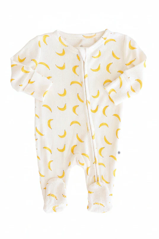 Go Bananas Bamboo Waffle Zipper Footie - Image 4