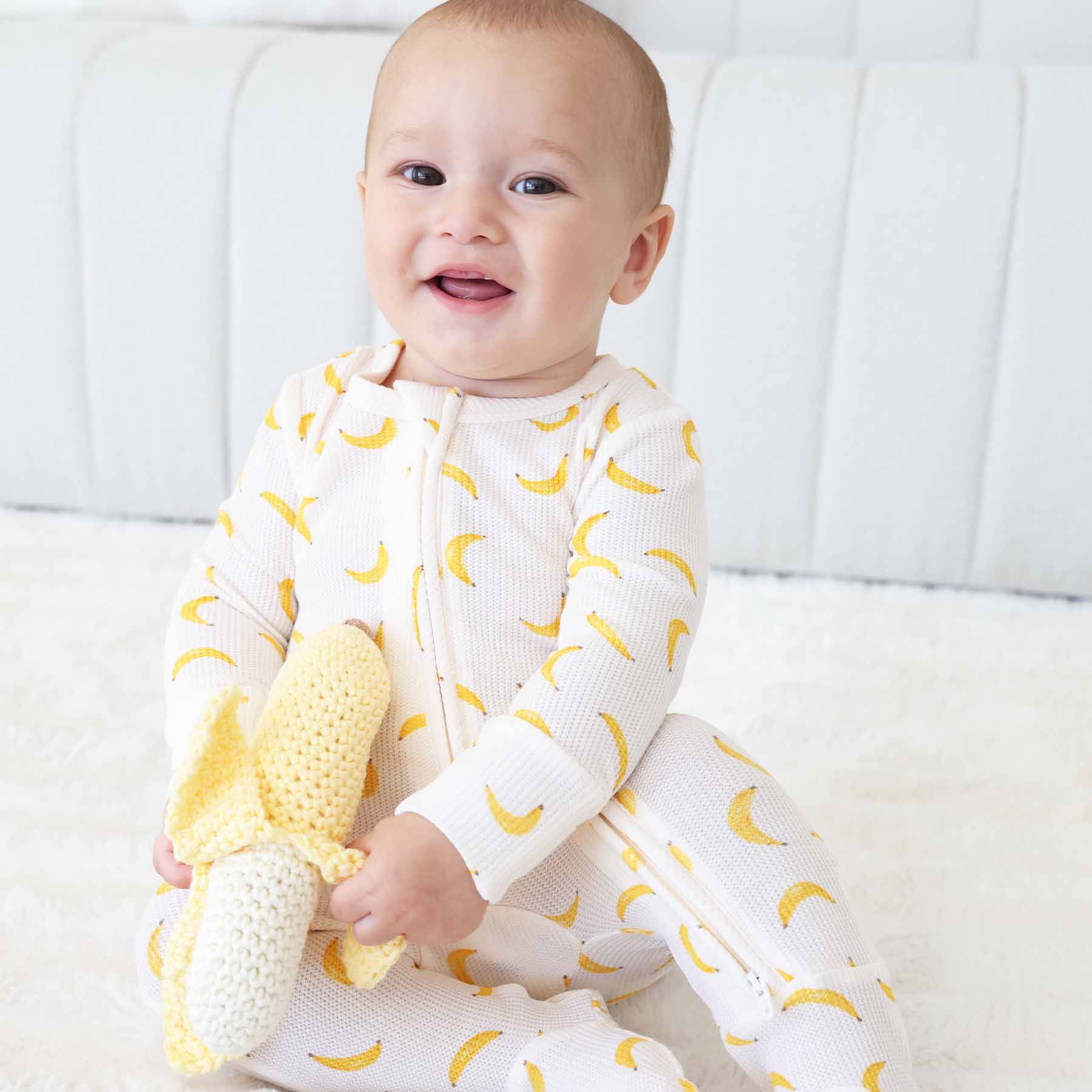 Go Bananas Bamboo Waffle Zipper Footie - Image 5