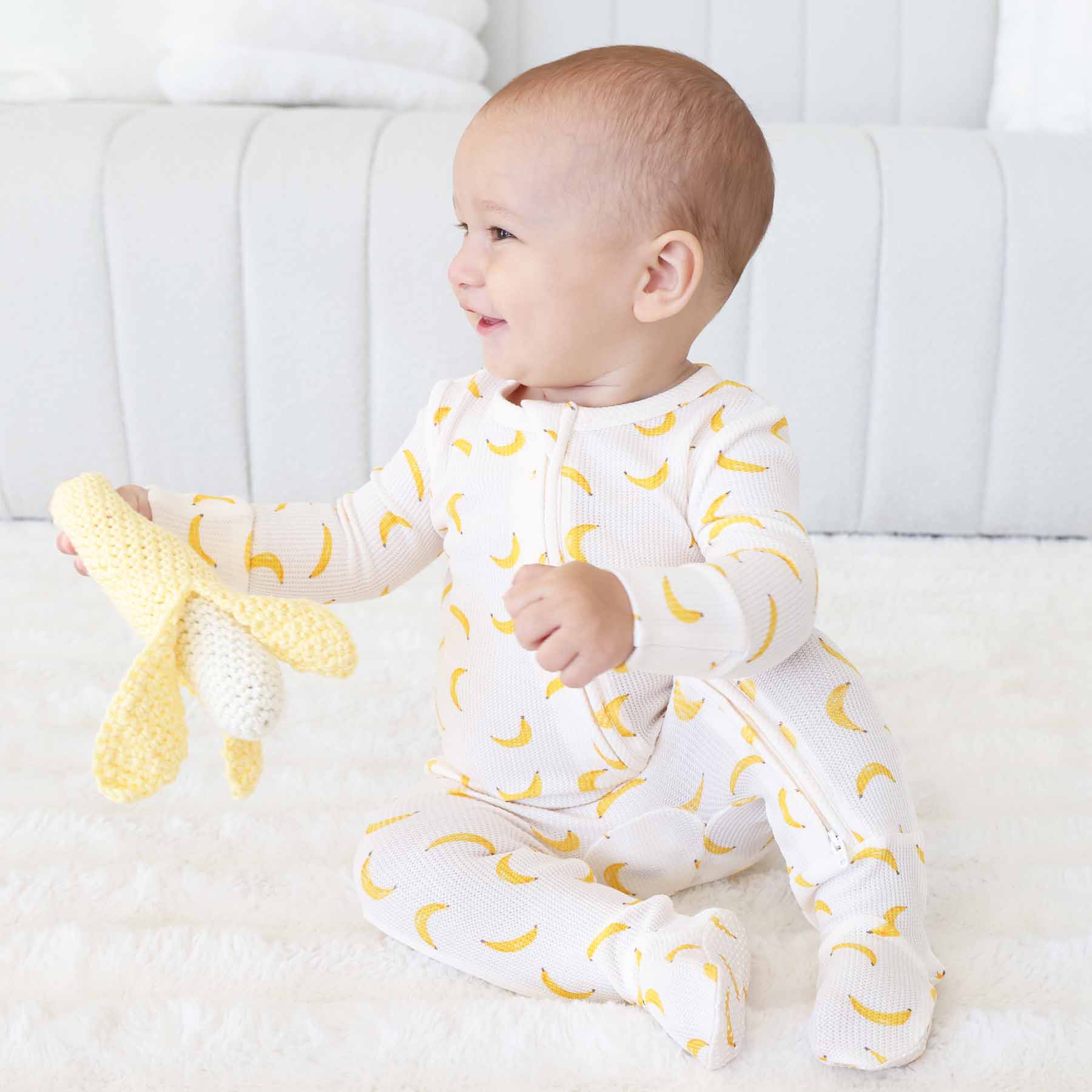 Go Bananas Bamboo Waffle Zipper Footie - Image 7