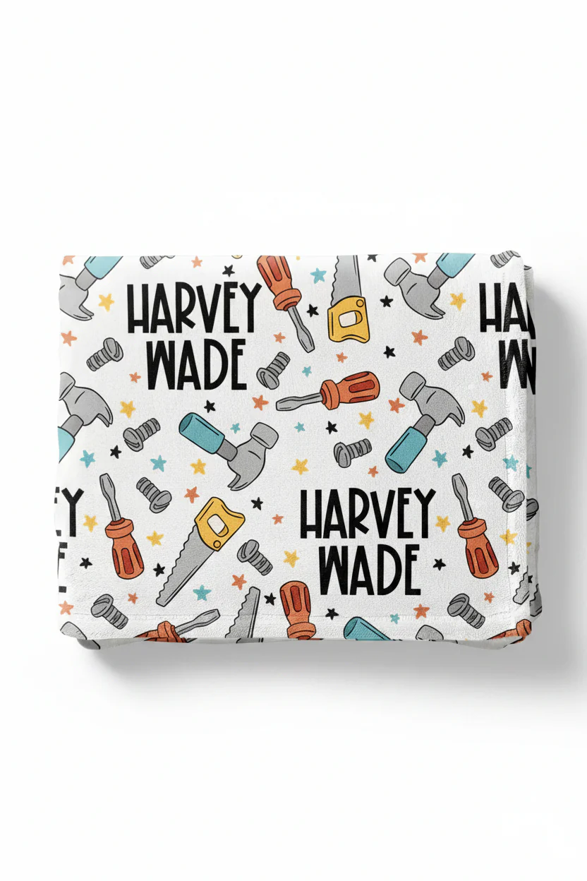 Hammer Time Personalized Kids Blanket - Image 2