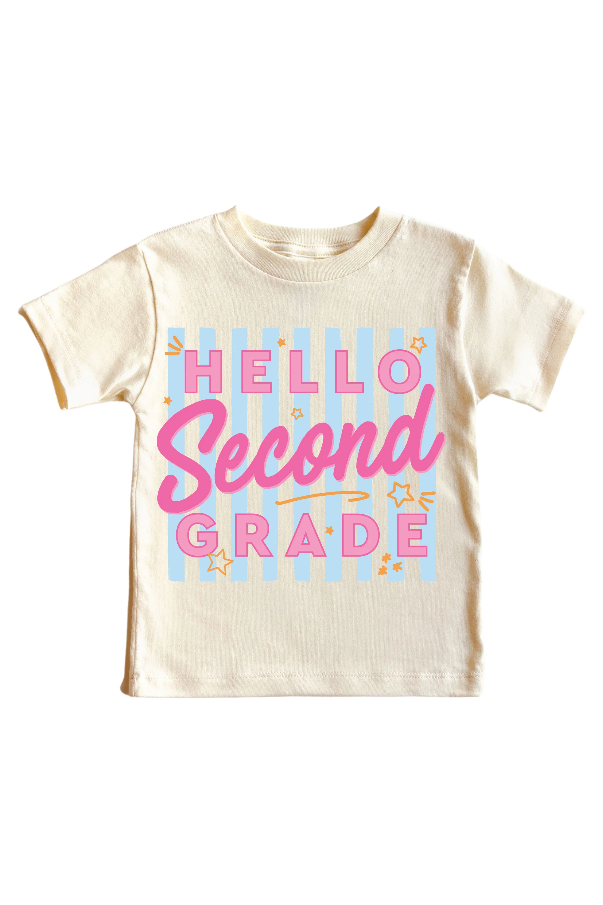 Hello New Grade Stripes Kids Graphic Tee | Natural - Image 11