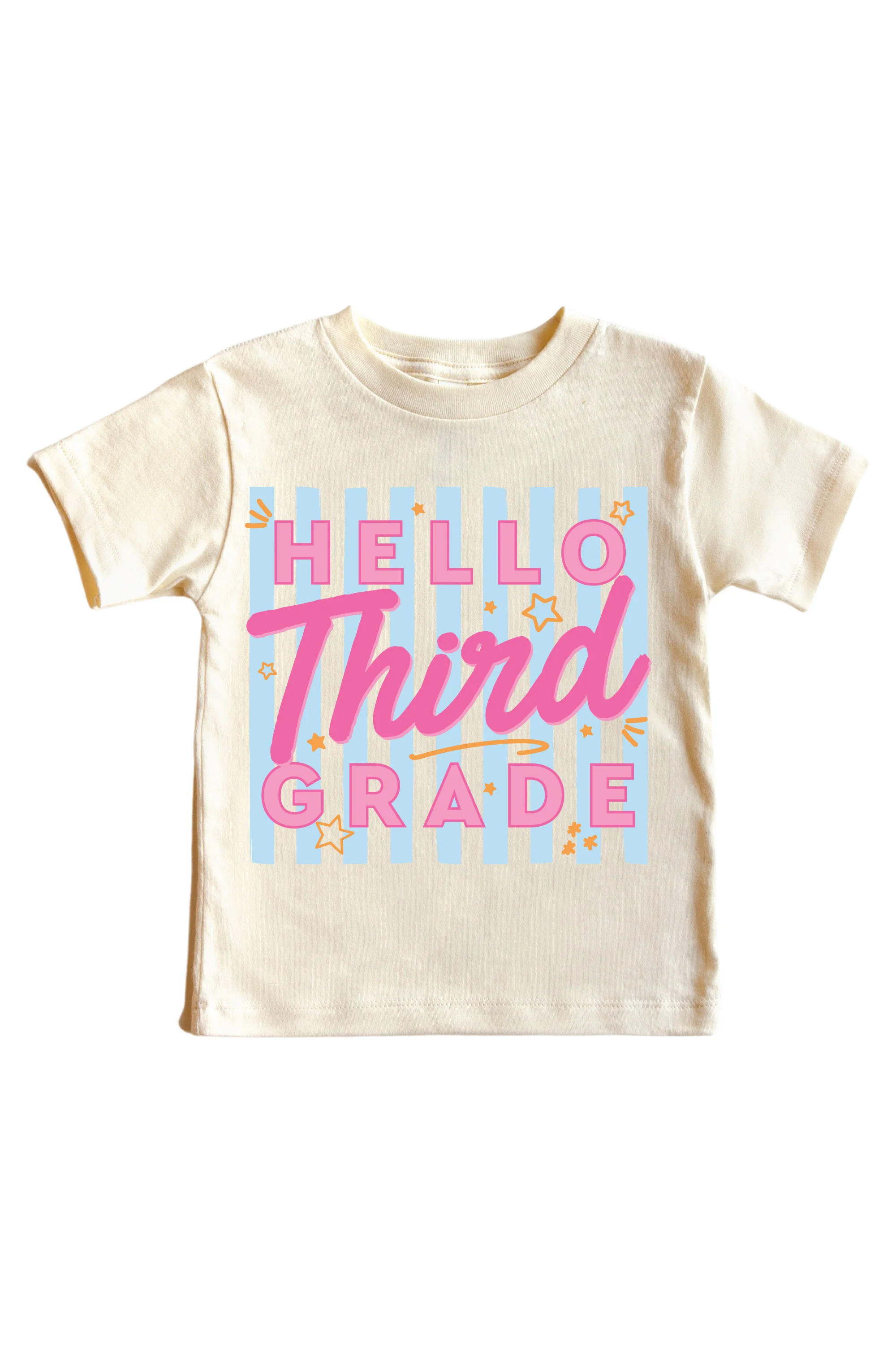 Hello New Grade Stripes Kids Graphic Tee | Natural - Image 13