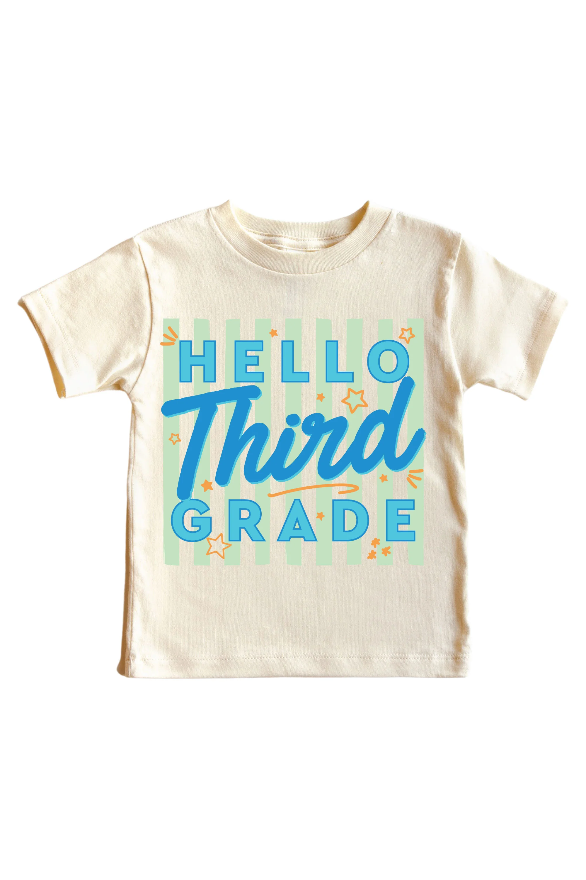 Hello New Grade Stripes Kids Graphic Tee | Natural - Image 15
