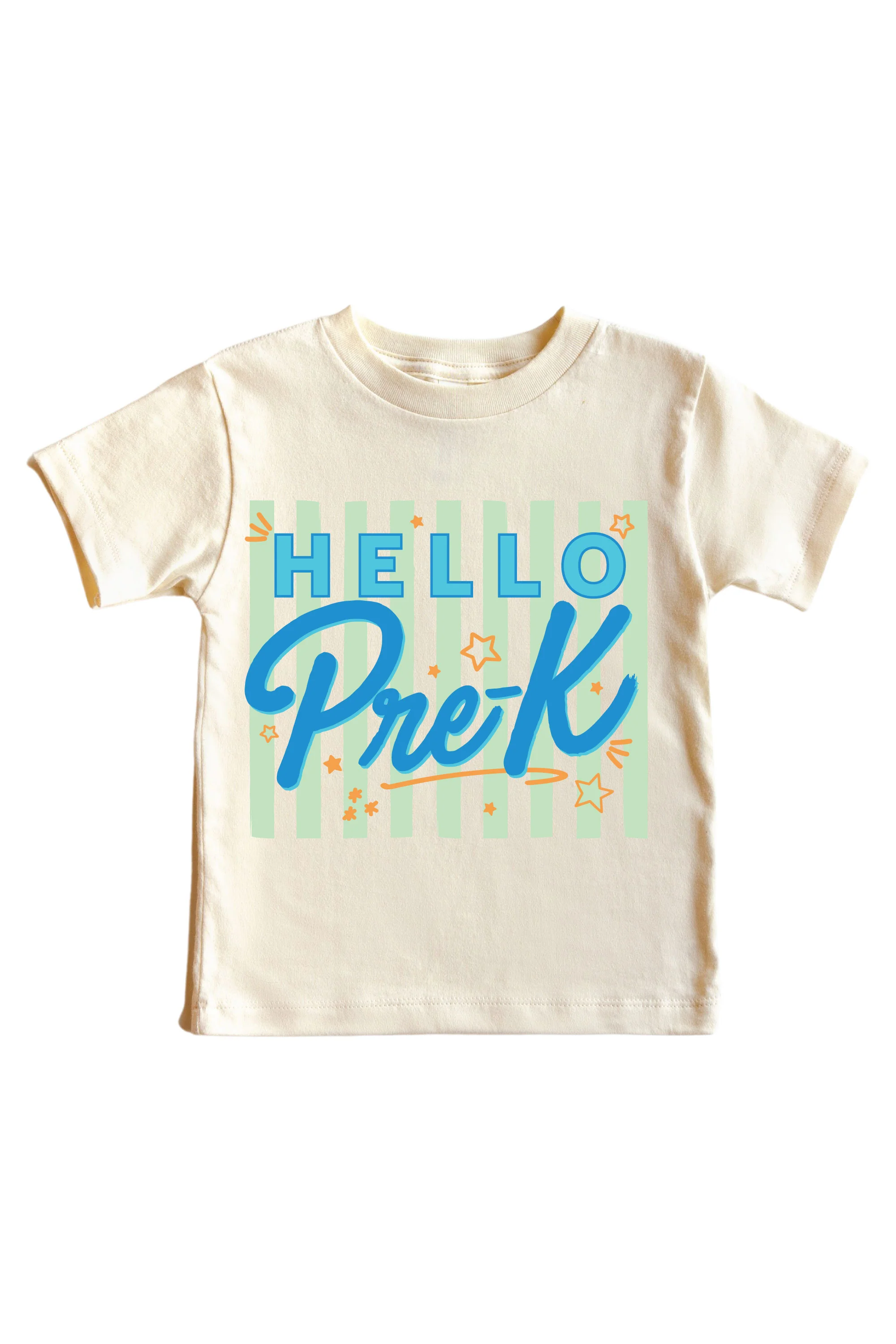Hello New Grade Stripes Kids Graphic Tee | Natural - Image 6