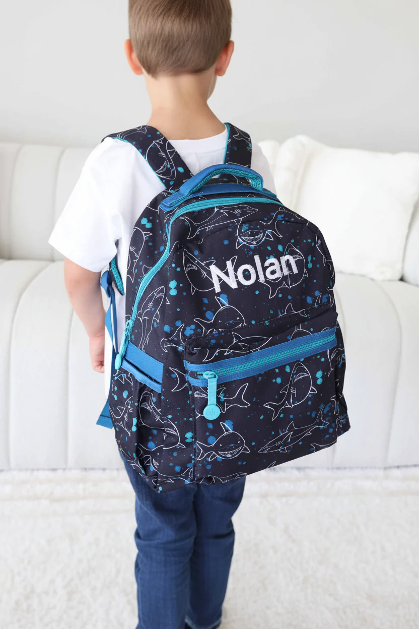 Kids Embroidered Backpack | Shark Attack - Image 11