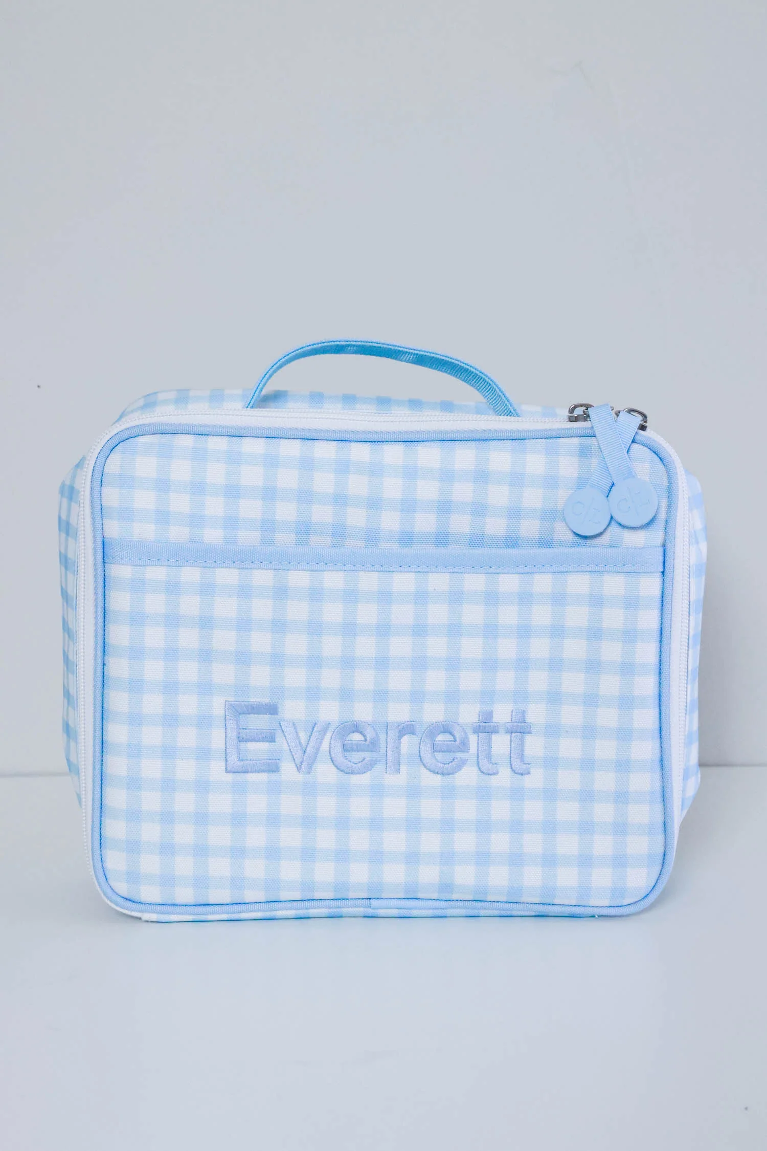 Kids Embroidered Lunchbox | Blue Gingham - Image 2