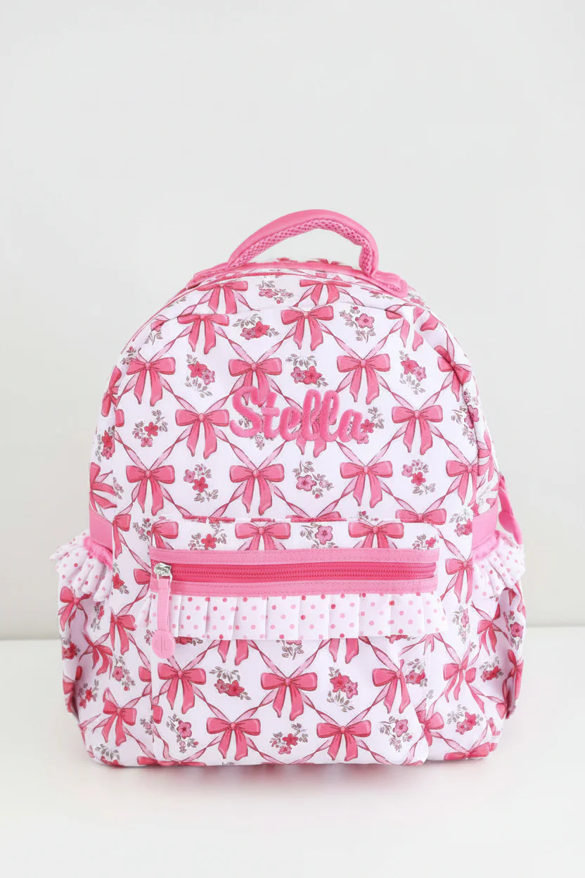 Kids Embroidered Ruffle Backpack | Bow Besties - Image 2