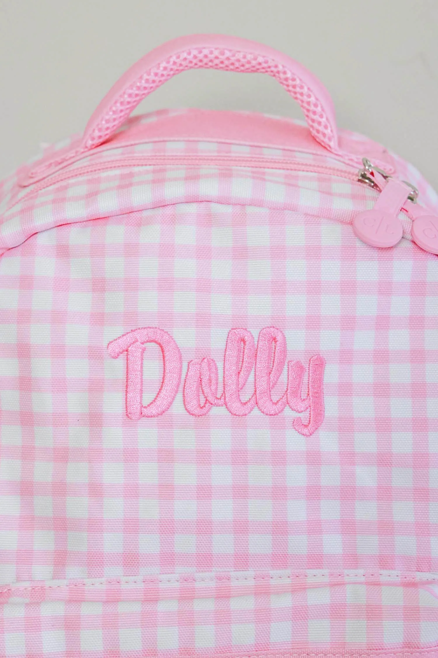 Kids Embroidered Ruffle Backpack | Pink Gingham - Image 13