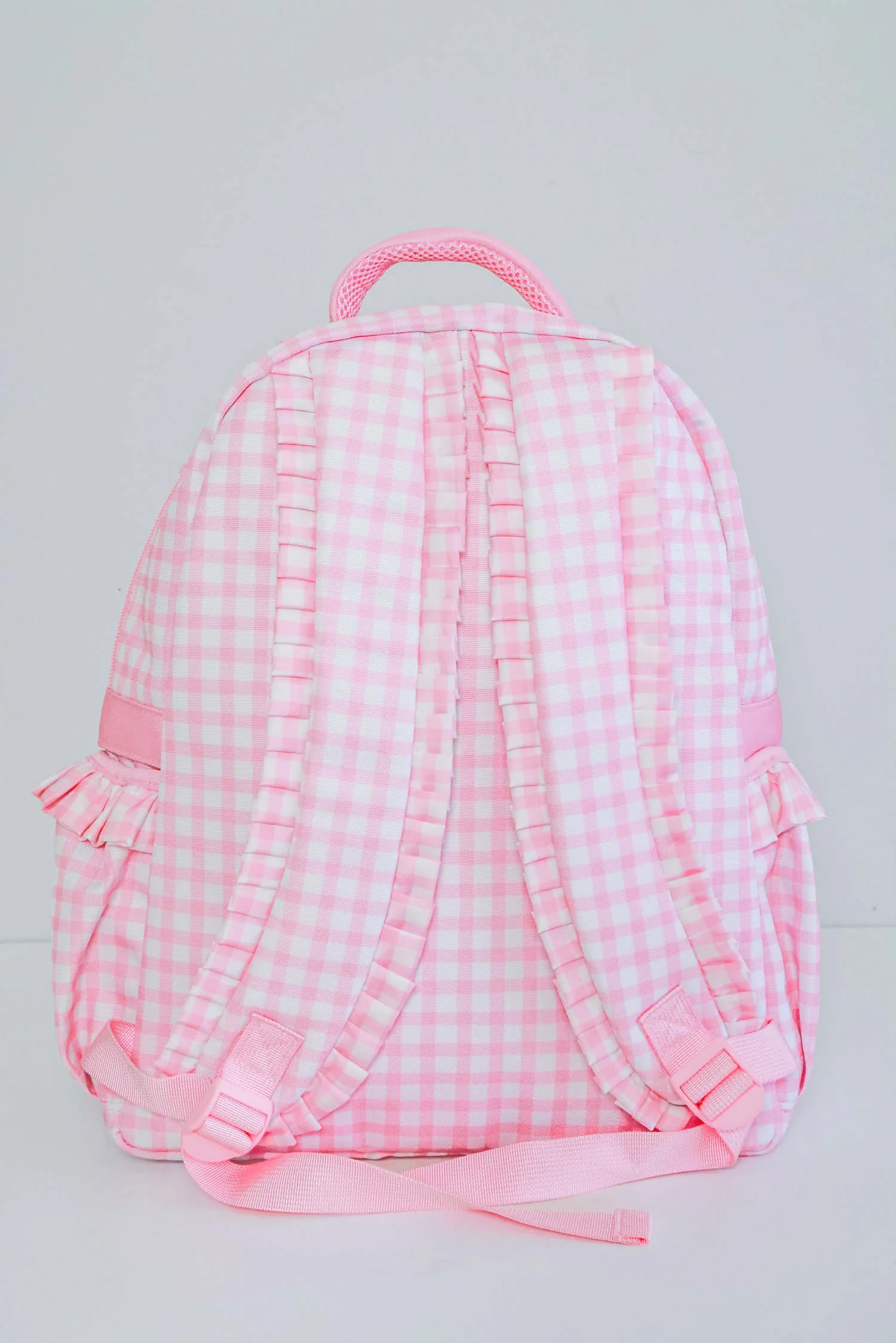 Kids Embroidered Ruffle Backpack | Pink Gingham - Image 16