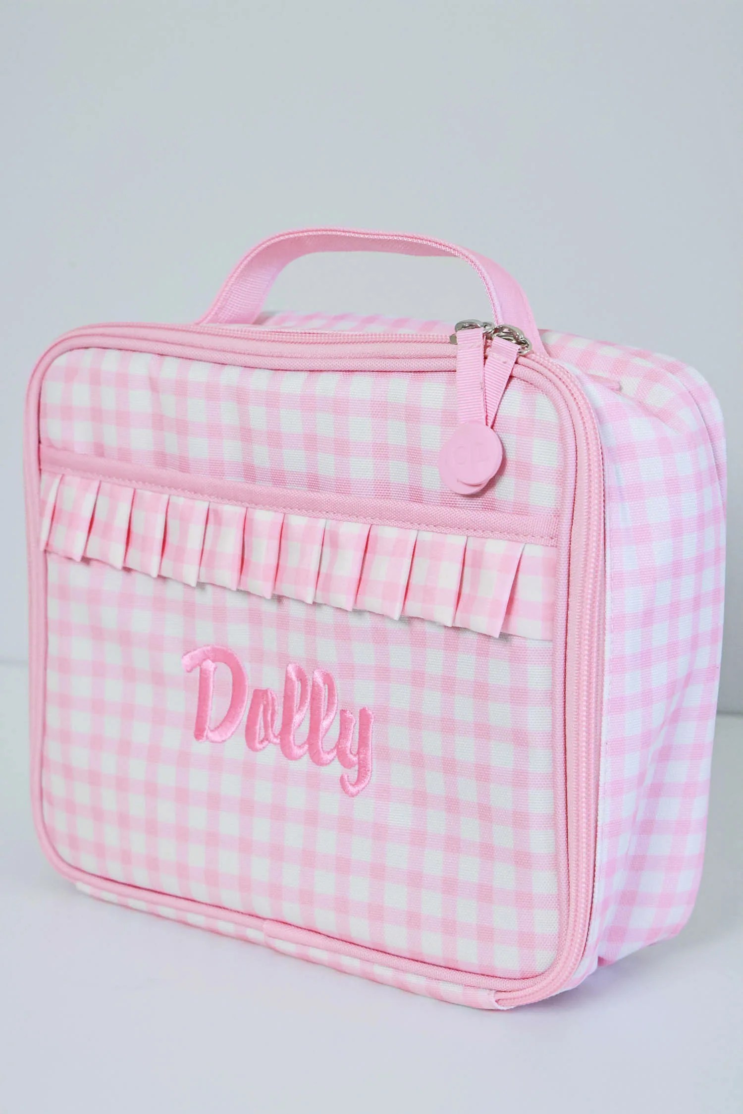 Kids Embroidered Ruffle Lunchbox | Pink Gingham - Image 7