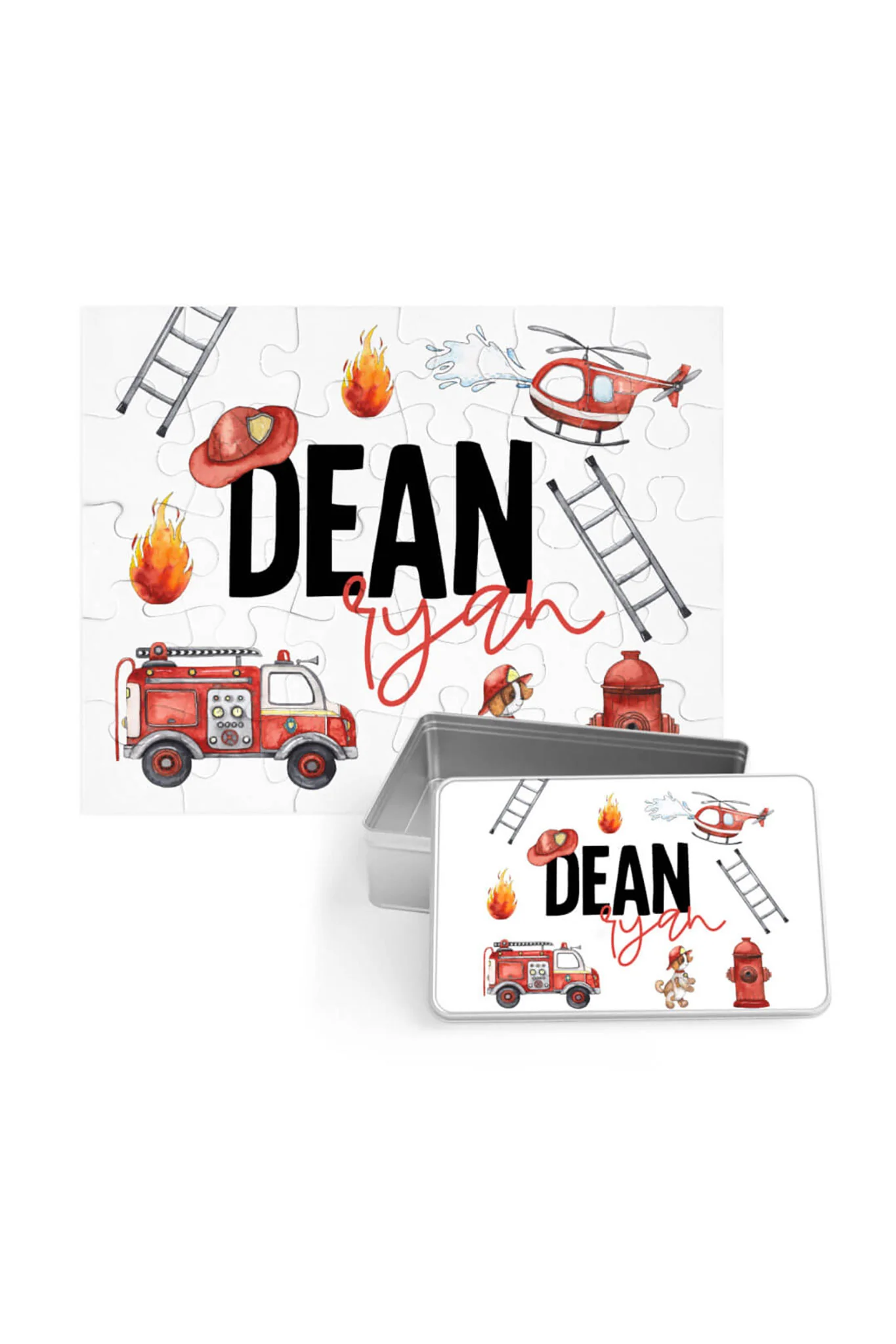 Kids Personalized 30 Piece Puzzle | Firetrucks - Image 3