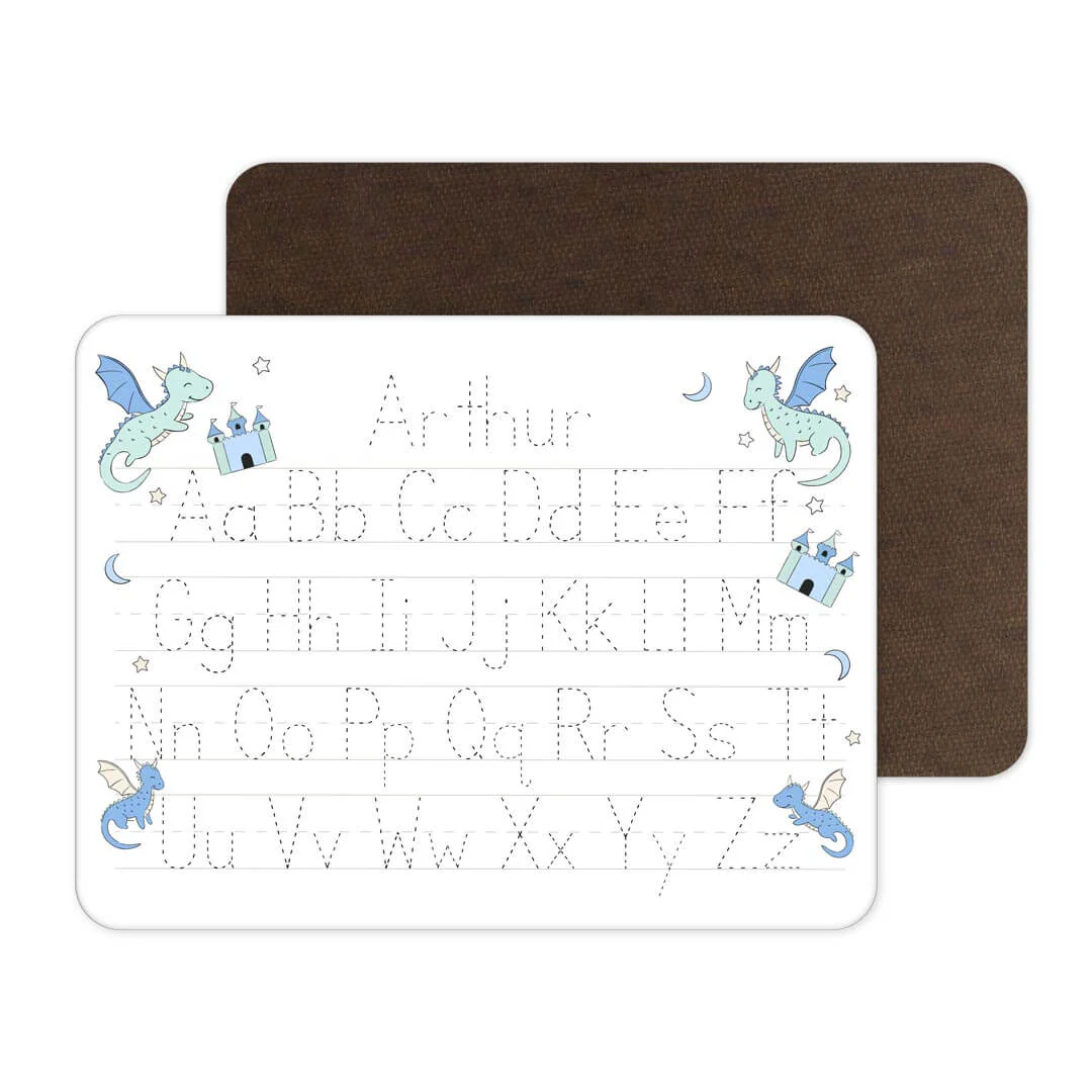Kids Personalized Whiteboard | Dragon Adventure Blue - Image 2