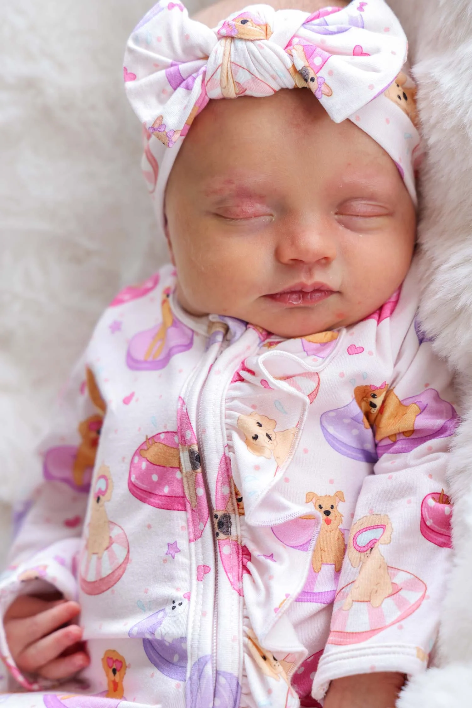 Knit Large Bow Headwrap | Poolside Pups Pink - Image 2