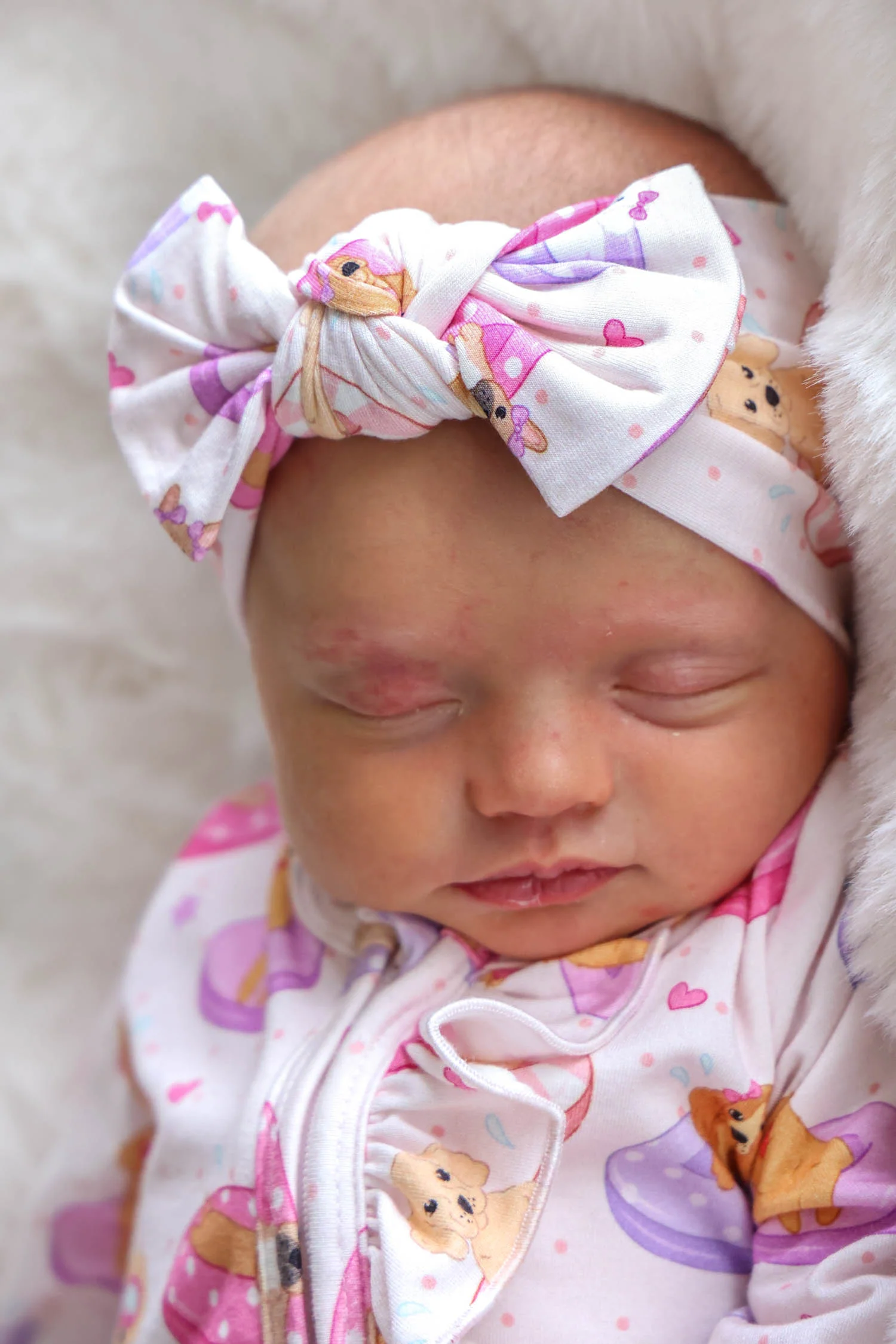 Knit Large Bow Headwrap | Poolside Pups Pink - Image 7
