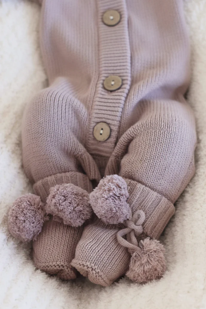 Knit Pom Pom Baby Booties | Iris - Image 2