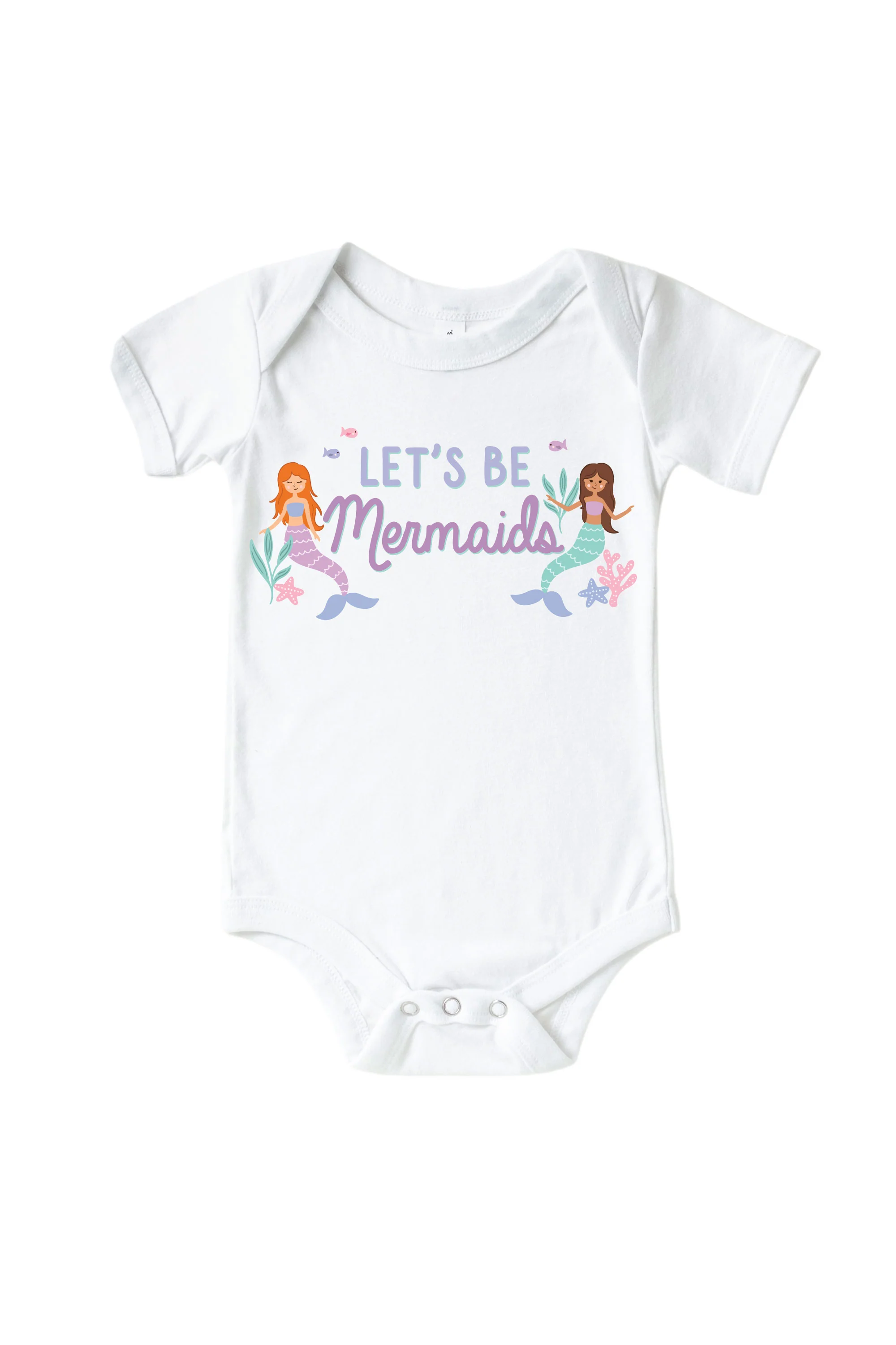 Let's Be Mermaids Graphic Bodysuit & Kids Tee | White - Image 2