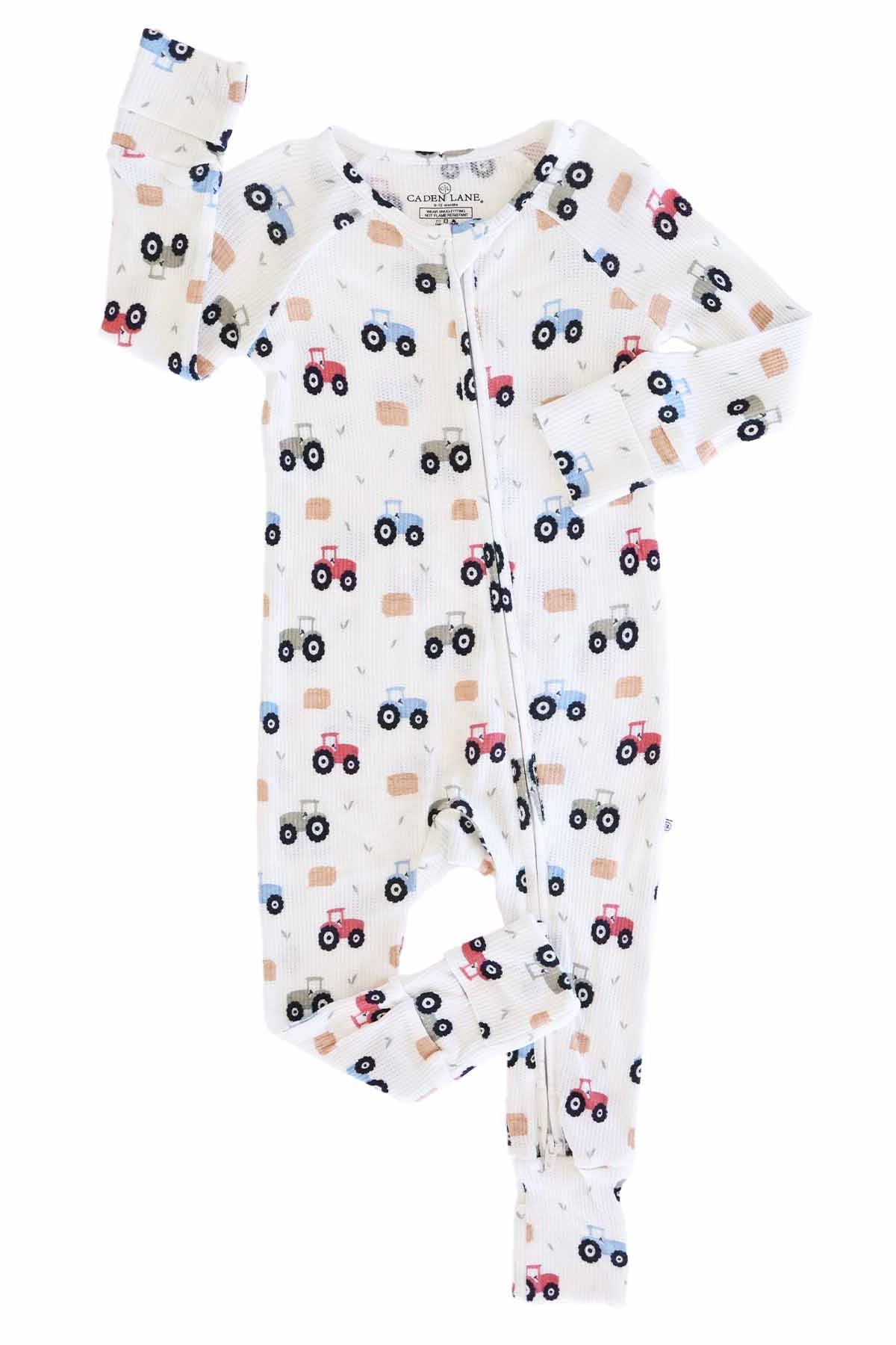 Little Farmer Bamboo Waffle Convertible Zip Romper - Image 3