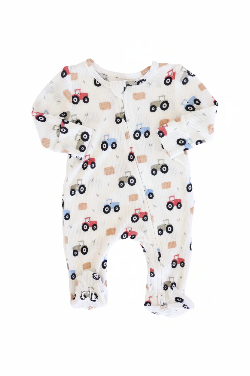 Little Farmer Bamboo Waffle Zipper Footie - Image 3