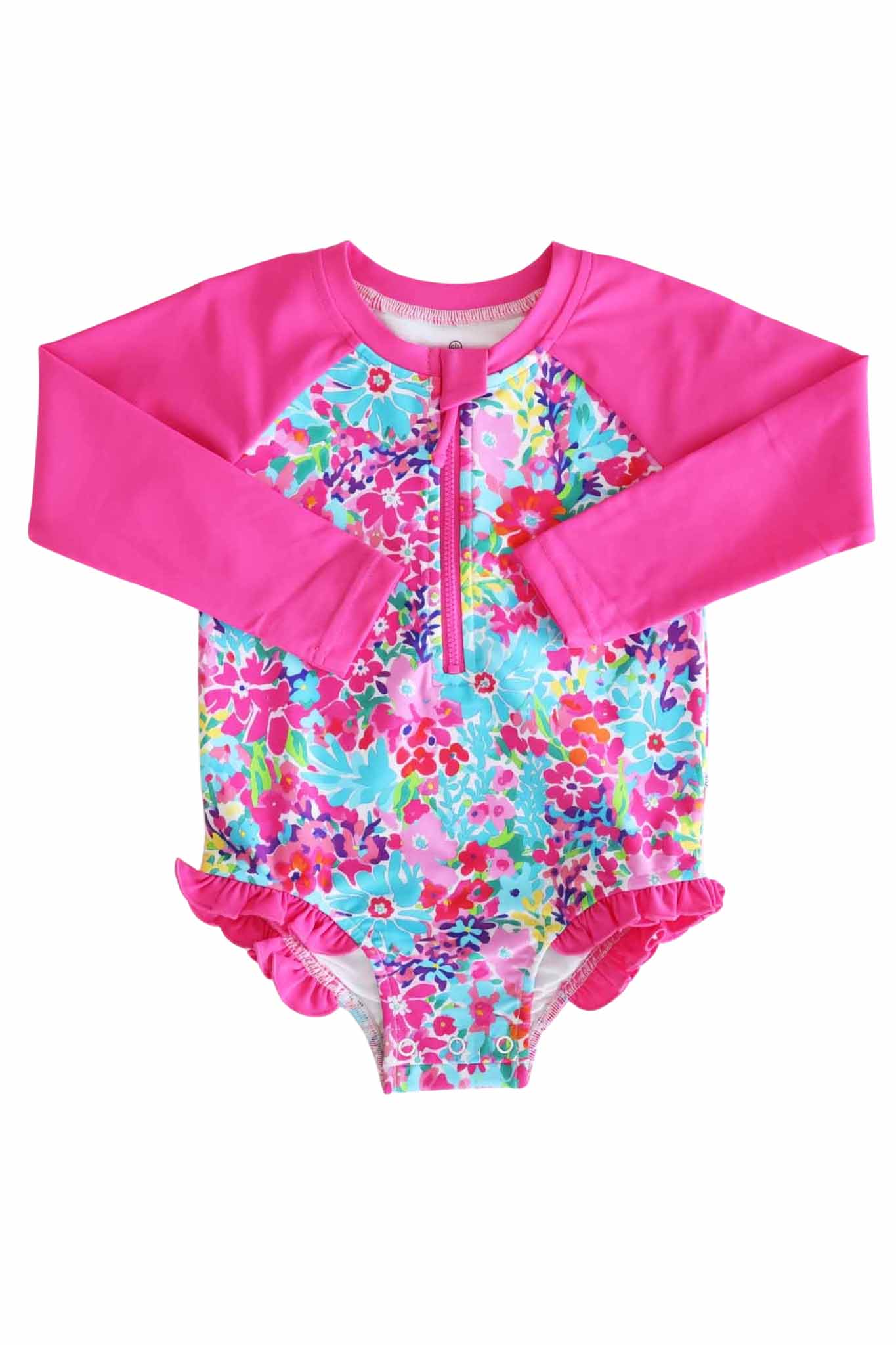 Long Sleeve Rash Guard with Front Zipper | Petal Splash - Image 5