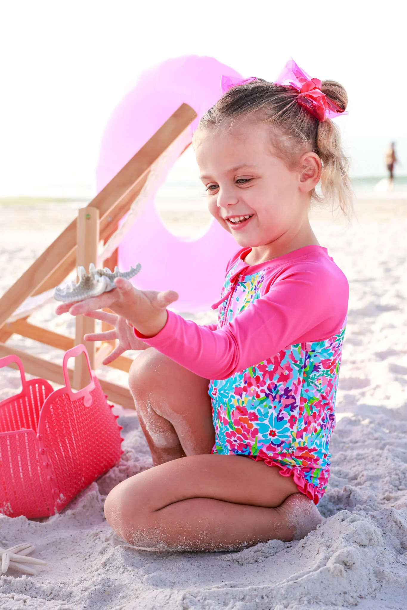 Long Sleeve Rash Guard with Front Zipper | Petal Splash - Image 7