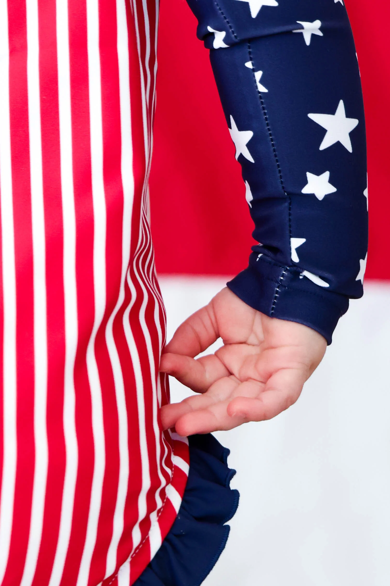 Long Sleeve Rash Guard with Front Zipper | Stars & Stripes Party - Image 7
