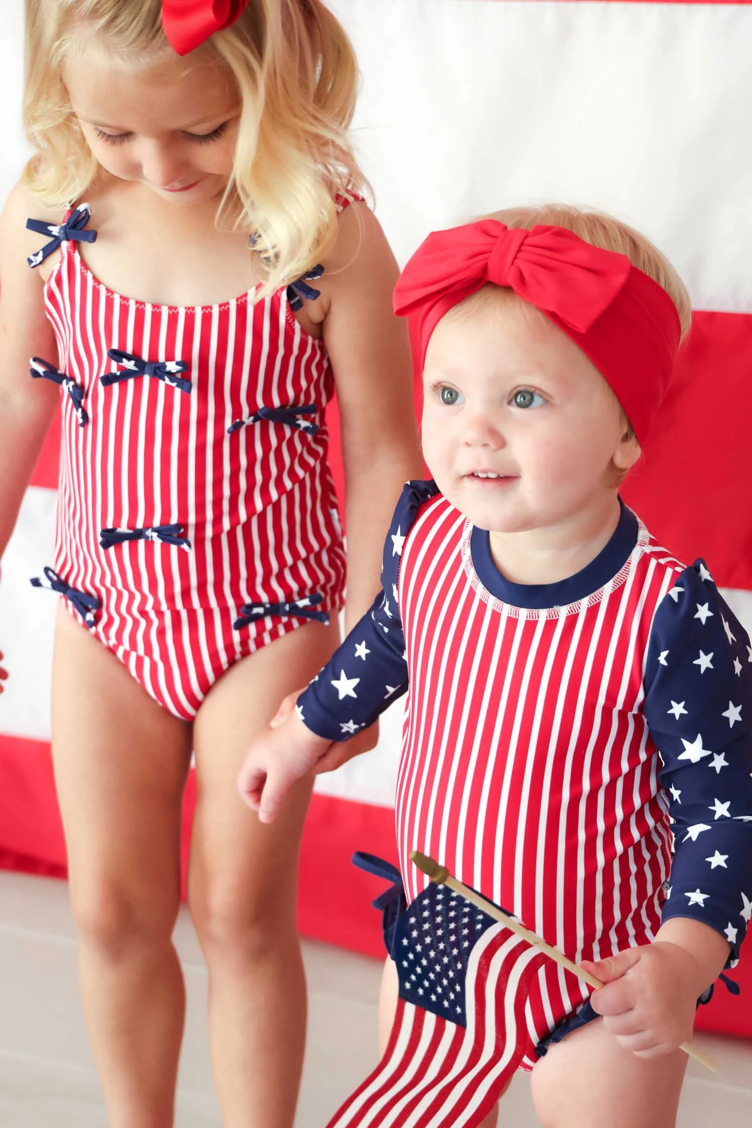 Long Sleeve Rash Guard With Ruffle Bottom | Stars & Stripes Party - Image 10