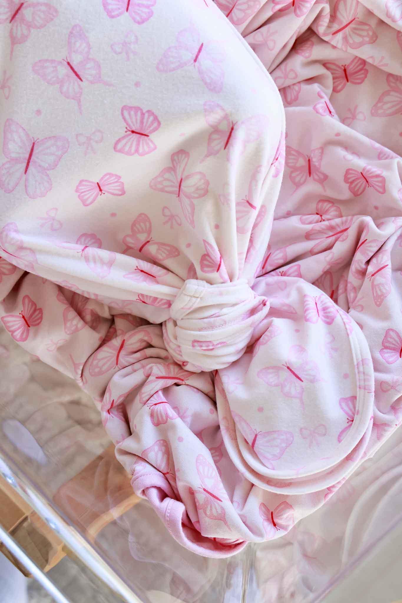 Newborn Baby Knot Gown & Hat Set | Blooming Butterflies - Image 6