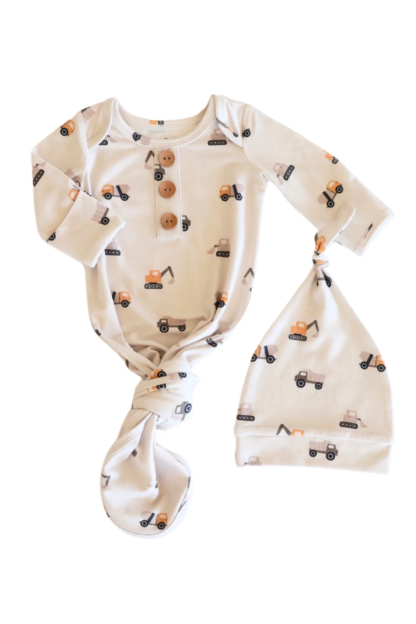 Newborn Baby Knot Gown & Hat Set | Little Builder - Image 3