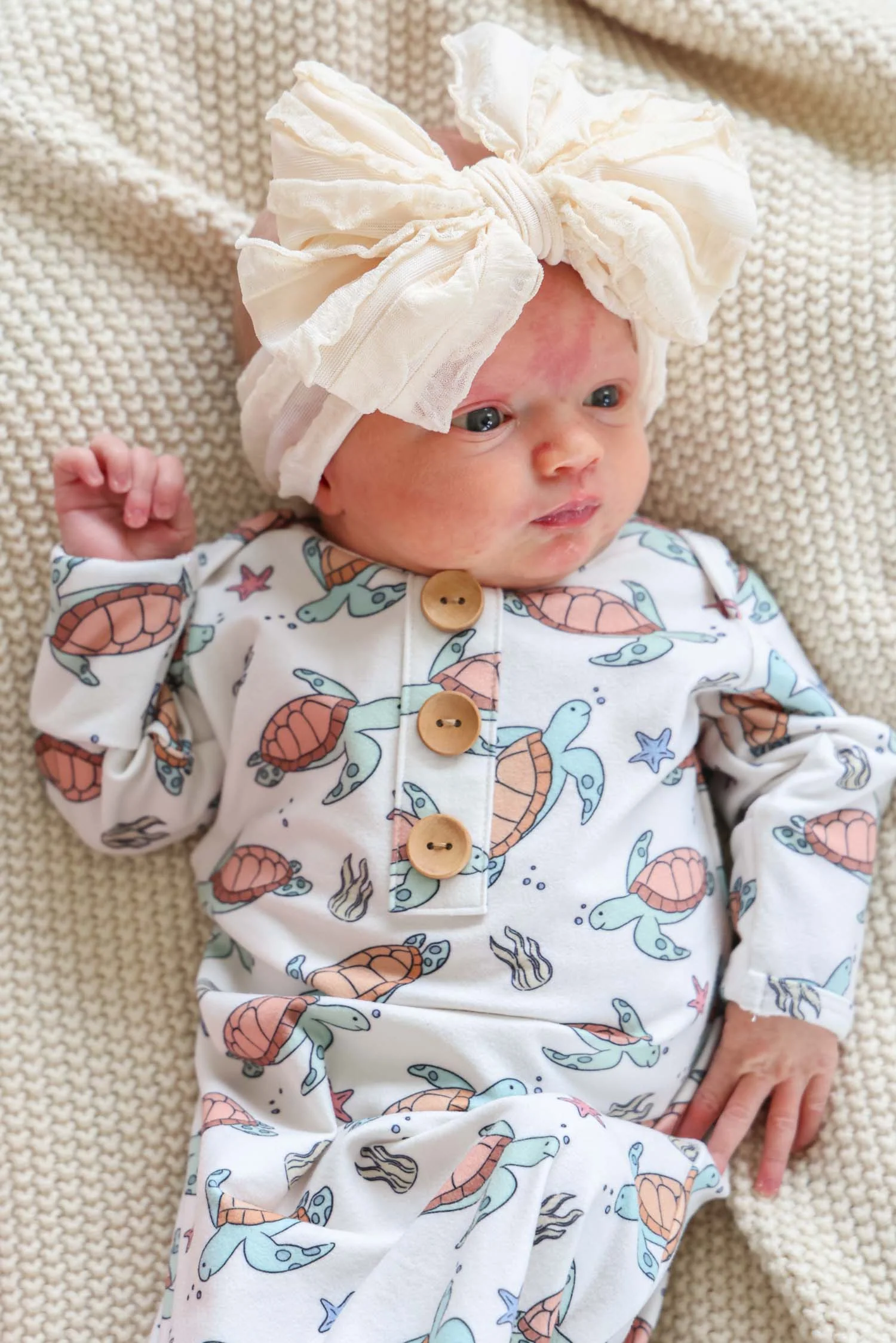 Newborn Baby Knot Gown & Hat Set | Turtley Rad - Image 12