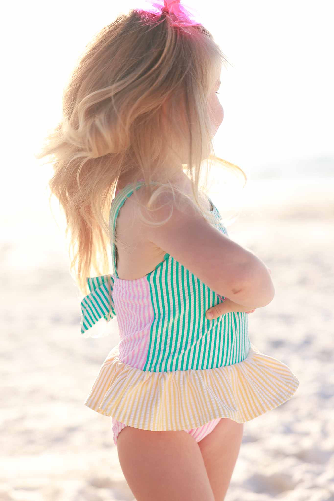 One-Piece Skirt with Bow Back | Multicolor Seersucker - Image 15