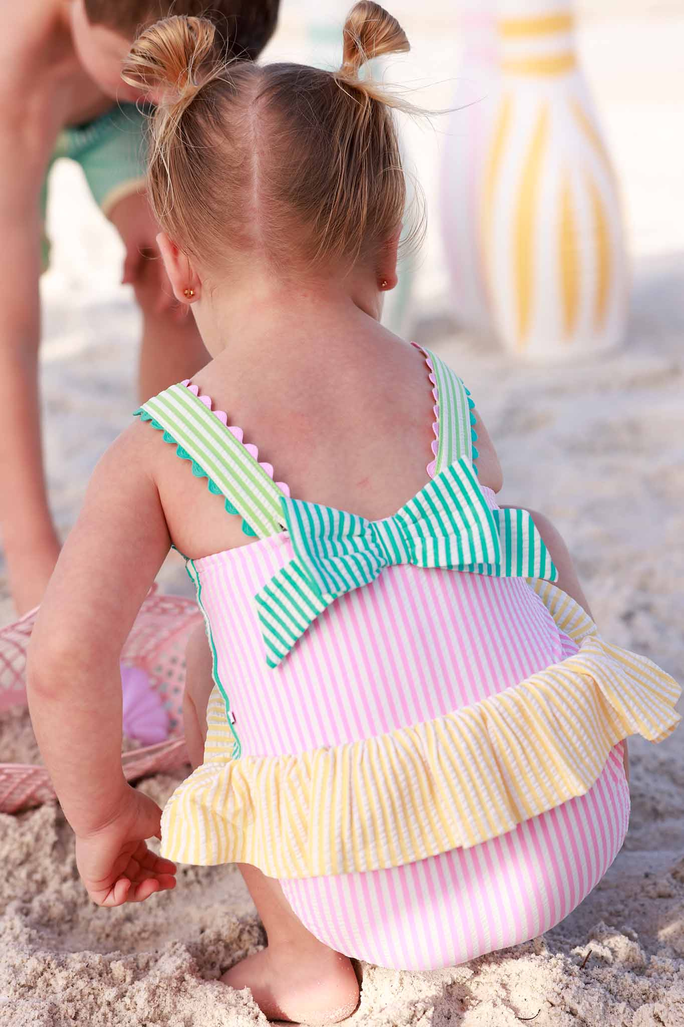 One-Piece Skirt with Bow Back | Multicolor Seersucker - Image 16