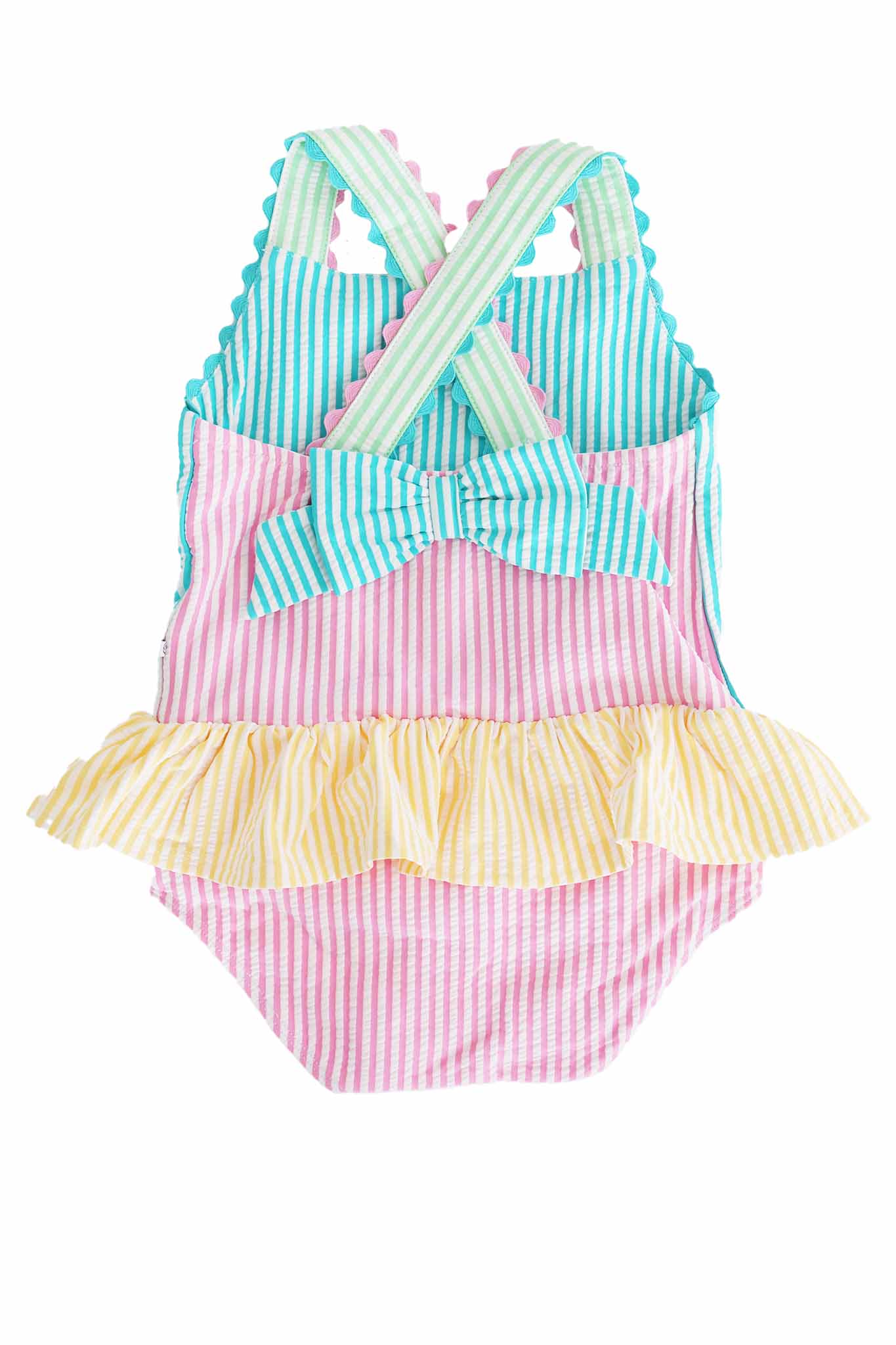 One-Piece Skirt with Bow Back | Multicolor Seersucker - Image 17