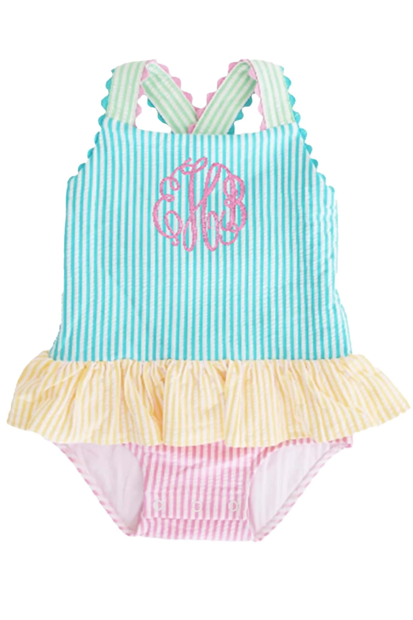 One-Piece Skirt with Bow Back | Multicolor Seersucker - Image 5