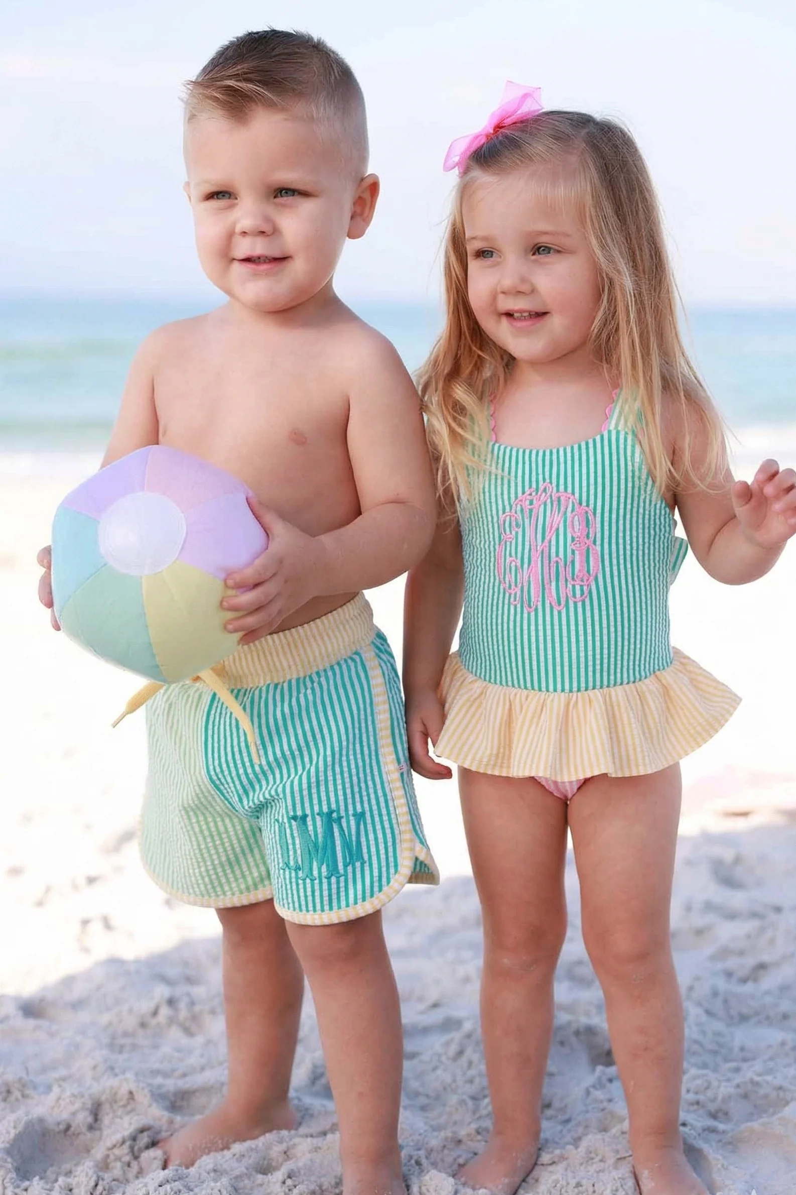 One-Piece Skirt with Bow Back | Multicolor Seersucker - Image 9
