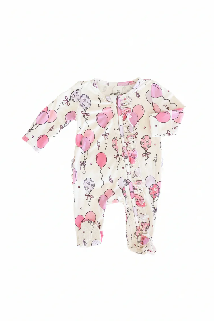 Party Time Ruffle Zipper Footie | Pink - Image 3