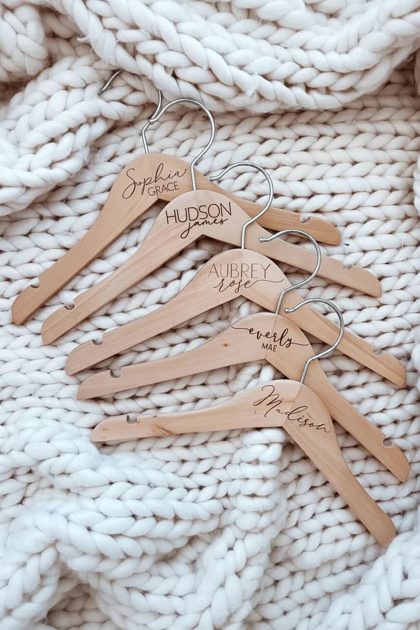 Personalized Baby Name Wood Hanger | Script - Image 2
