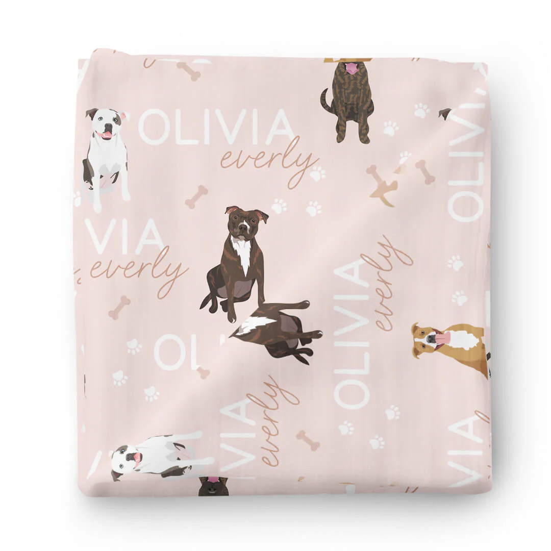 Personalized Baby Name Swaddle Blanket | Dog Breeds - Image 71