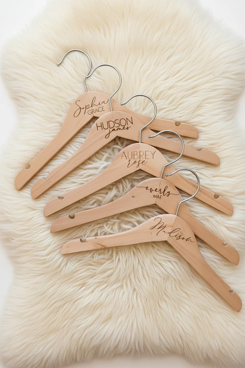 Personalized Baby Name Wood Hanger | Art Deco - Image 2
