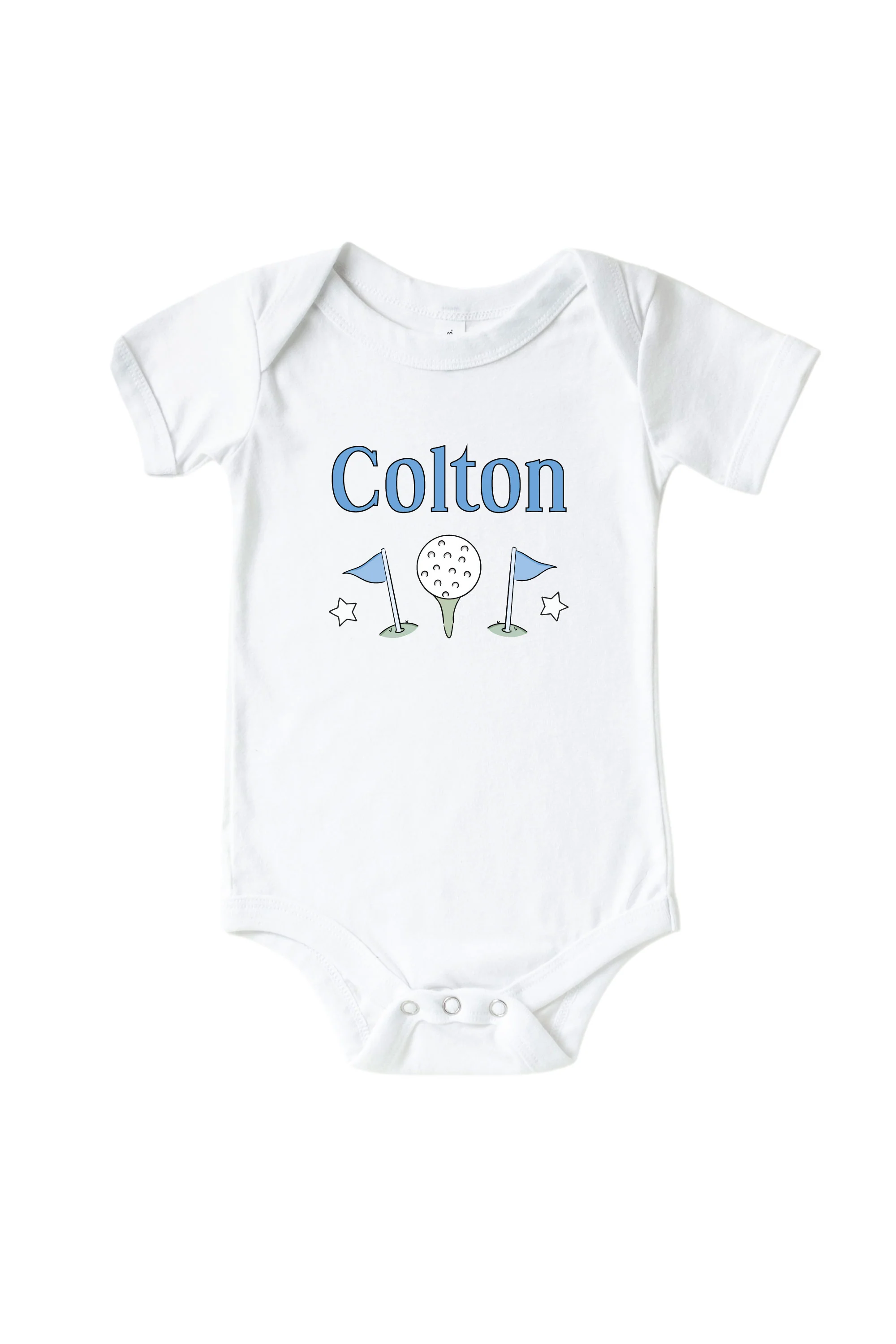 Personalized Caddie Crew Blue Graphic Bodysuit & Kids Tee | White - Image 2