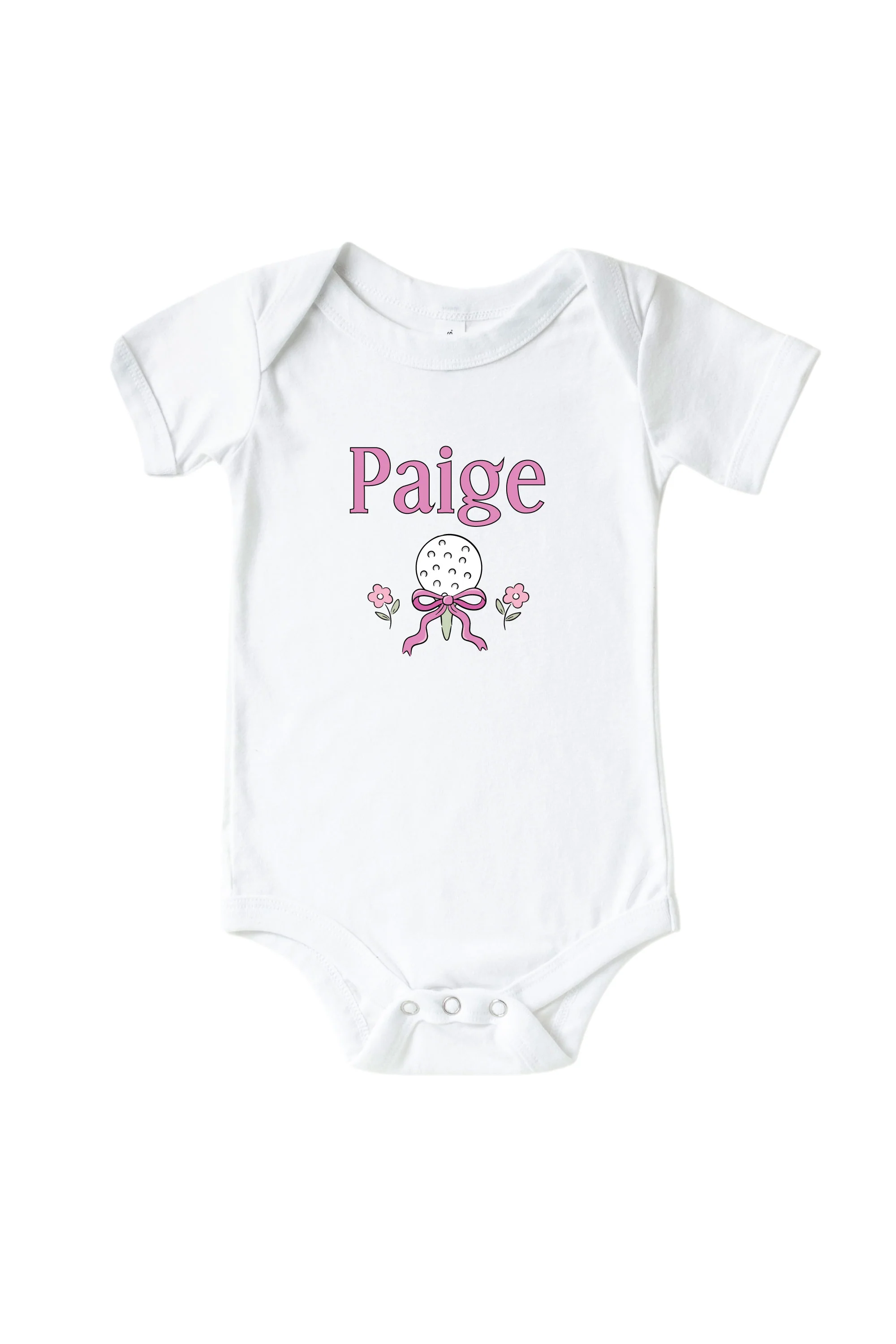 Personalized Caddie Crew Pink Graphic Bodysuit & Kids Tee | White - Image 2