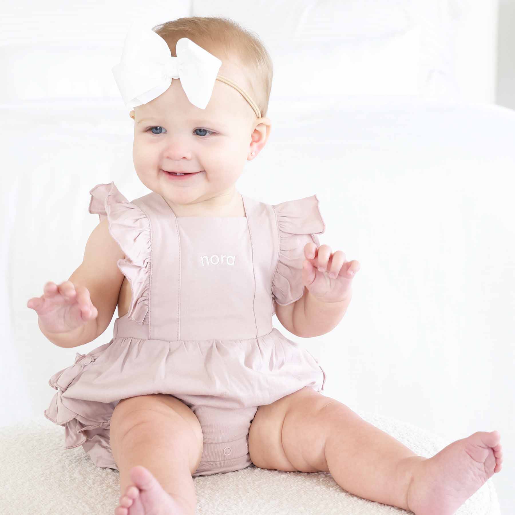 Embroidered Cross Back Ruffle Bubble Romper - Image 14