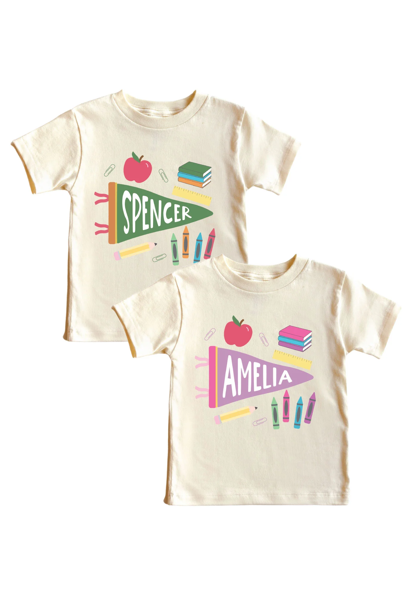 Personalized Flag Kids Graphic Tee | Natural - Image 2
