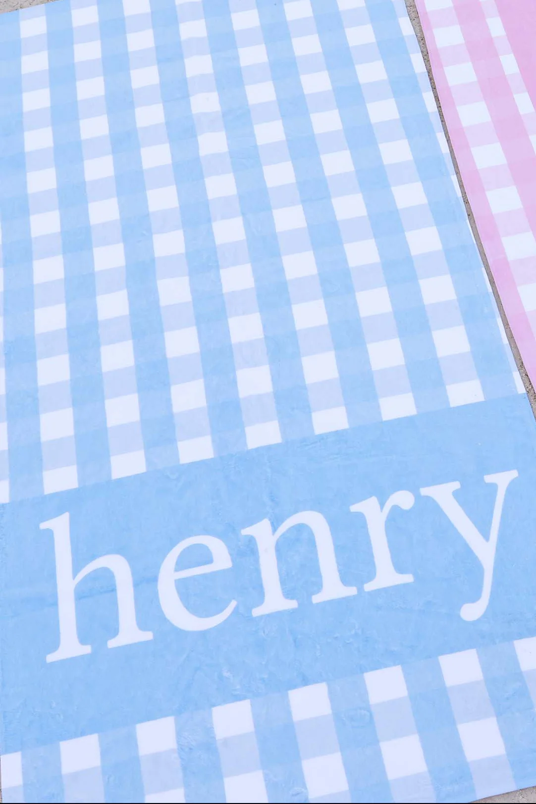 Personalized Kids Beach Towel | Blue Seersucker - Image 7