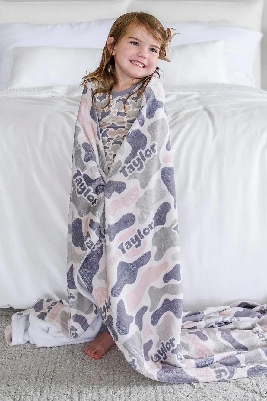 Personalized Kids Blanket | Camo Cutie - Image 4