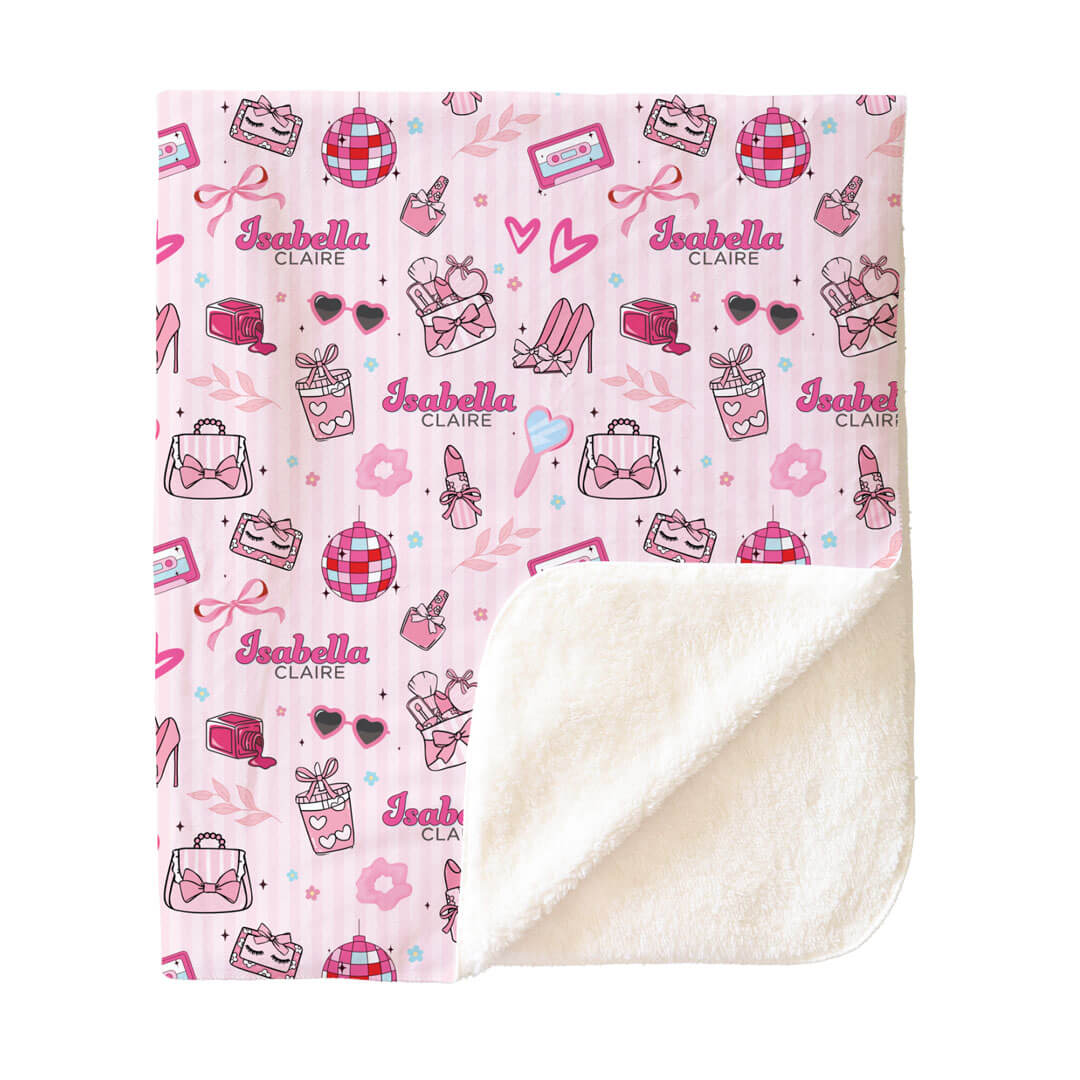 Personalized Sherpa Kids Blanket | Glamour Girl - Image 2